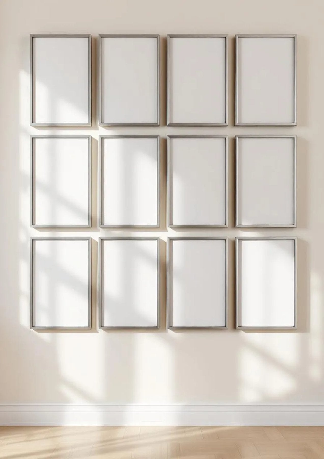 Frame Premium Interior Mockup — Silver Frame Portrait 2:3 — Perspective View — #01452 | MockupBulk