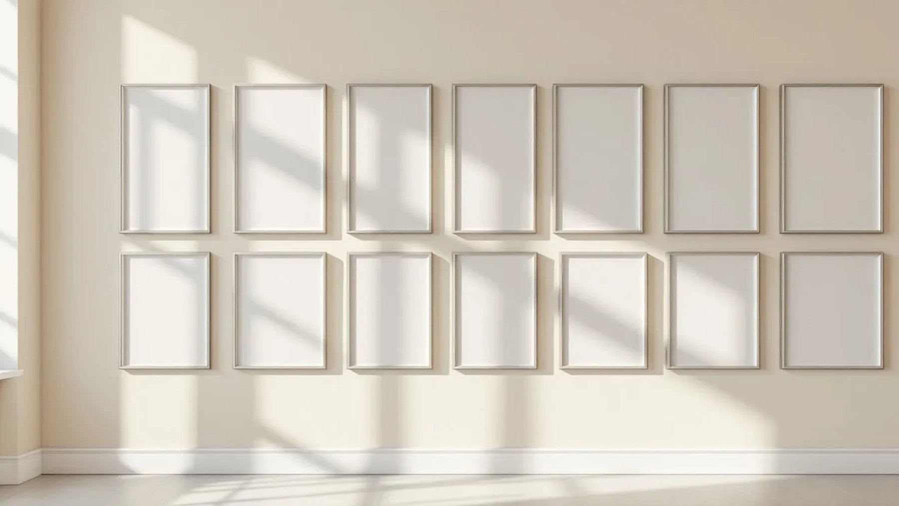 Frame Room Scene Mockup — Silver Frame Portrait 4:5 — Perspective View — #01454 | MockupBulk