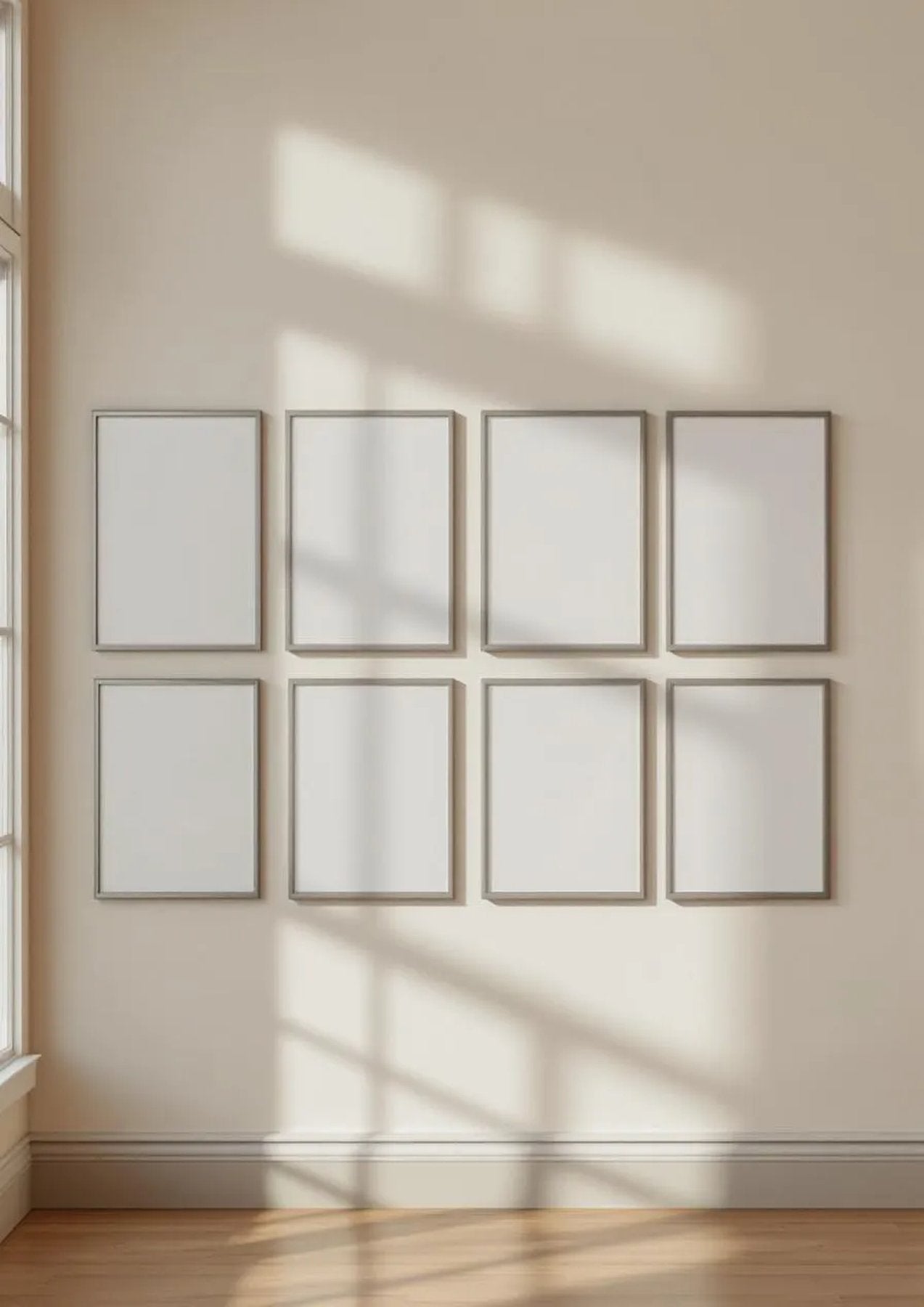 Frame High-Res Frame Mockup — Silver Frame Portrait 2:3 — Perspective View — #01470 | MockupBulk