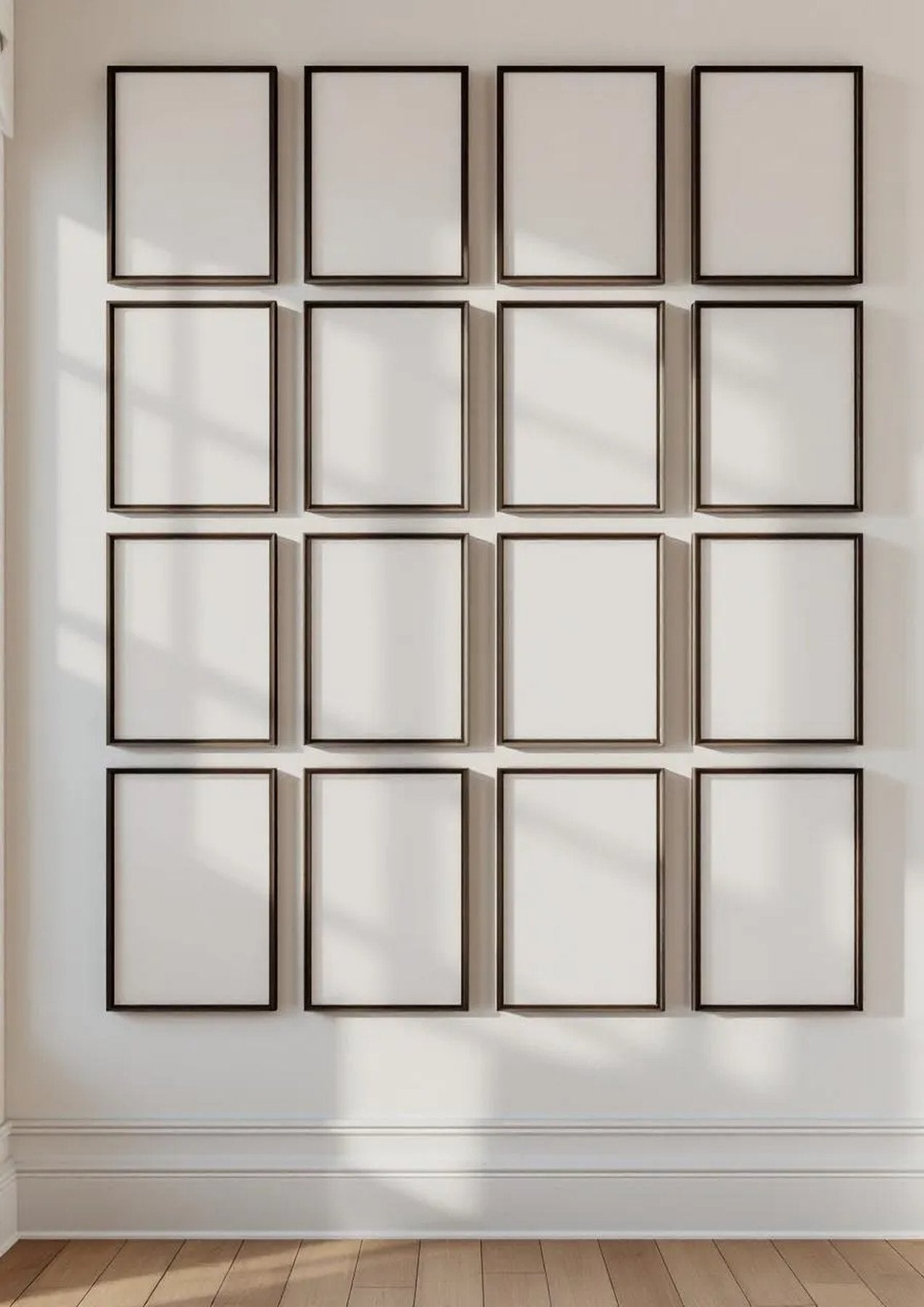 Frame Wall Art Mockup — Espresso Frame Landscape 3:4 — Perspective View — #01503 | MockupBulk