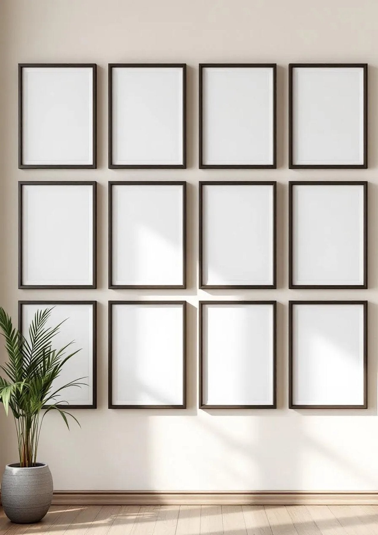 Frame Wall Art Mockup — Espresso Frame Portrait 2:3 — Perspective View — #01506 | MockupBulk