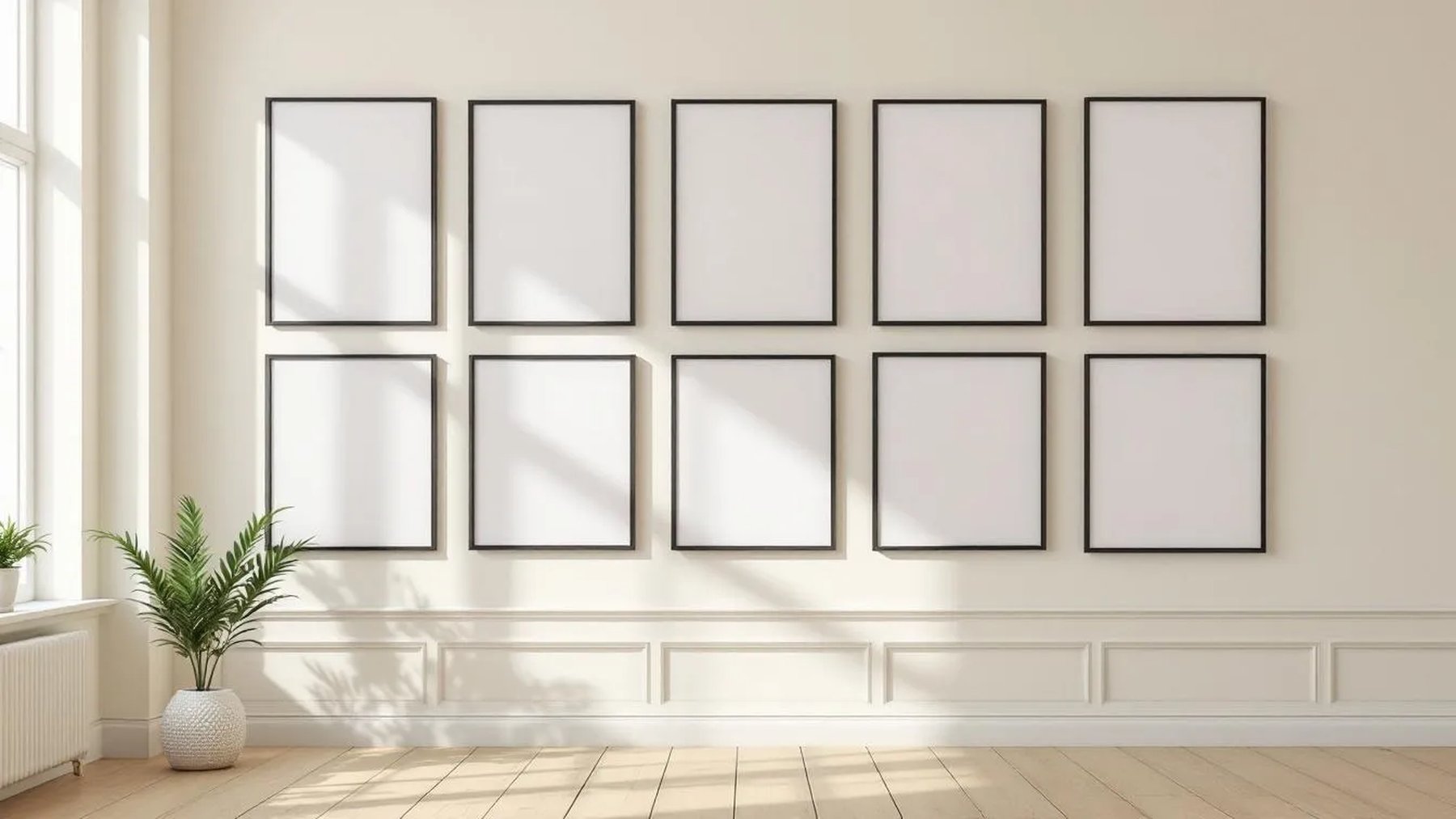 Frame Interior Frame Mockup — Matte Black Frame Square 1:1 — Perspective View — #01514 | MockupBulk