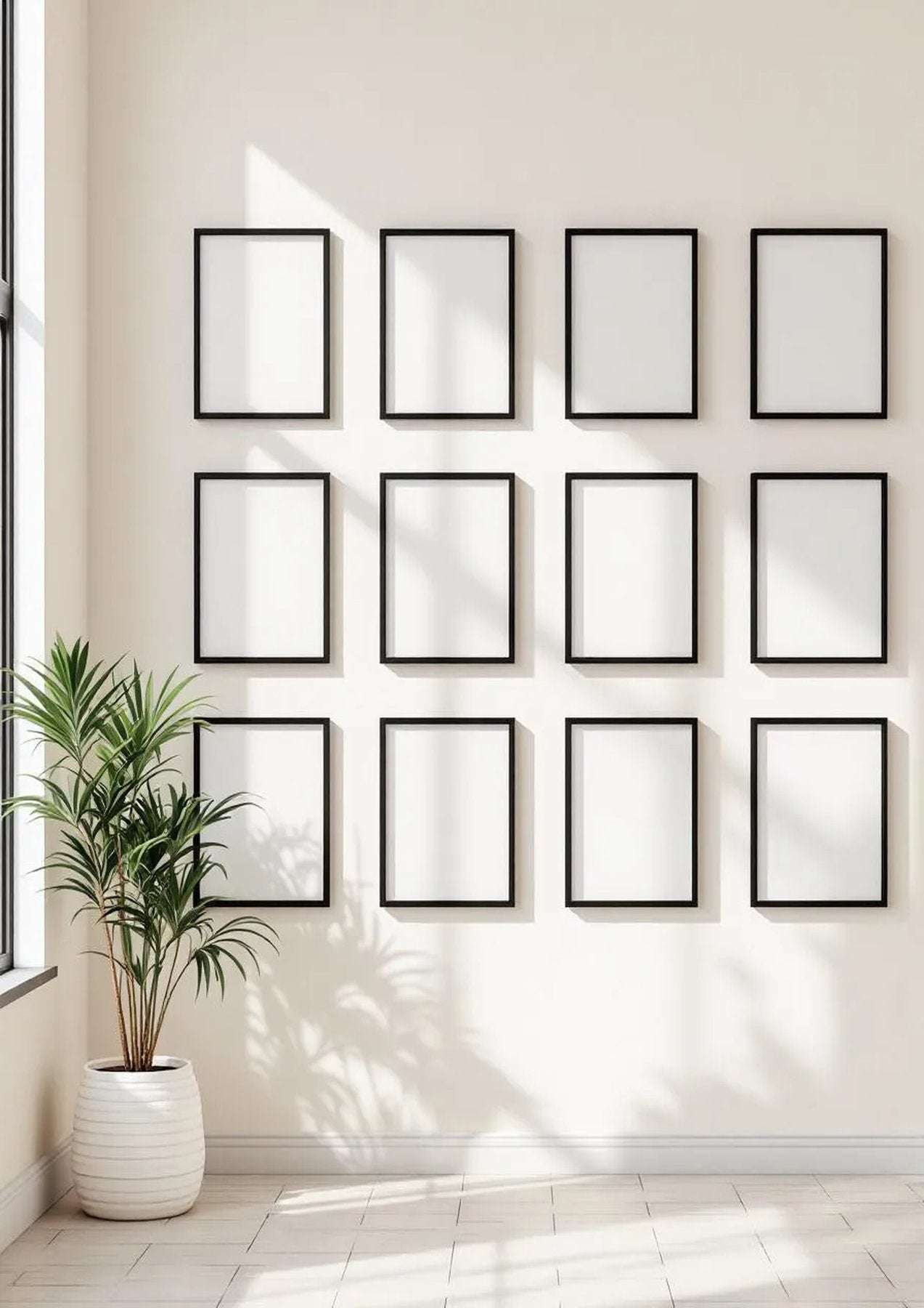 Frame Room Scene Mockup — Matte Black Frame Portrait 2:3 — Perspective View — #01518 | MockupBulk
