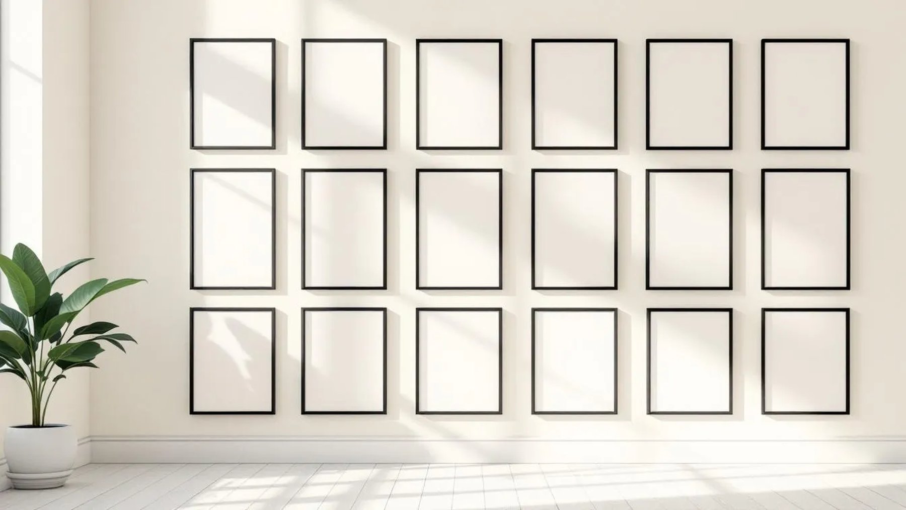 Frame Room Scene Mockup — Matte Black Frame Square 1:1 — Perspective View — #01520 | MockupBulk