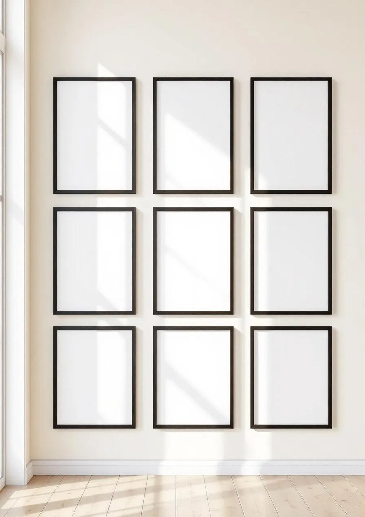 Frame Room Scene Mockup — Matte Black Frame Portrait 2:3 — Perspective View — #01521 | MockupBulk