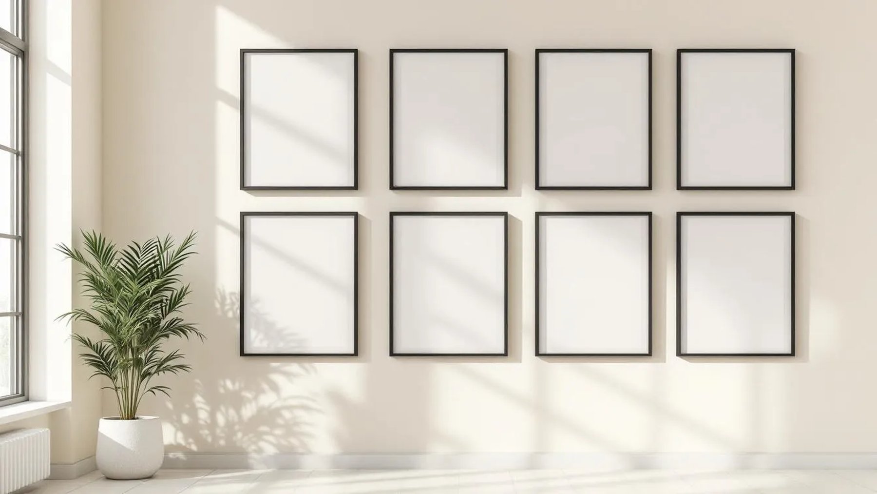 Frame Room Scene Mockup — Matte Black Frame Square 1:1 — Perspective View — #01526 | MockupBulk
