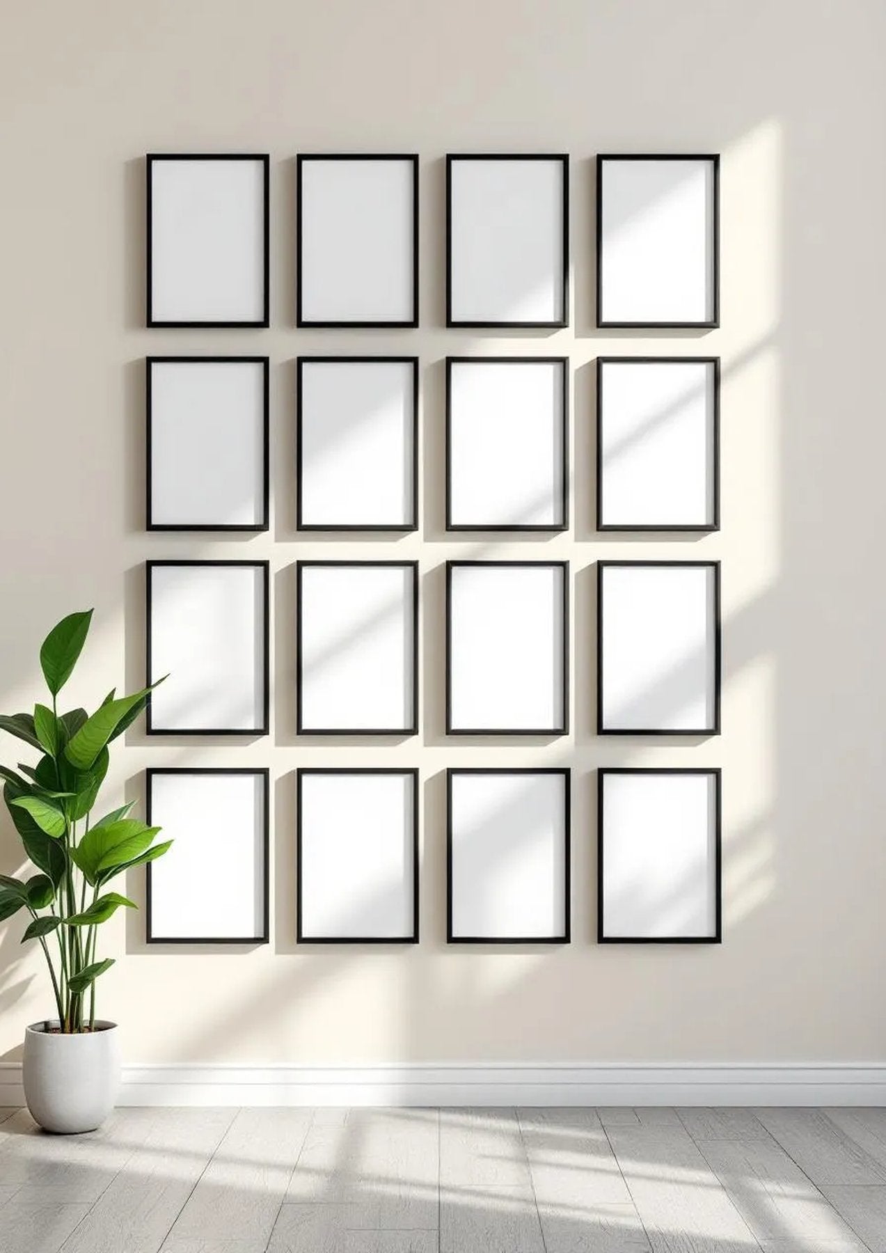 Frame Interior Frame Mockup — Matte Black Frame Portrait 2:3 — Perspective View — #01527 | MockupBulk