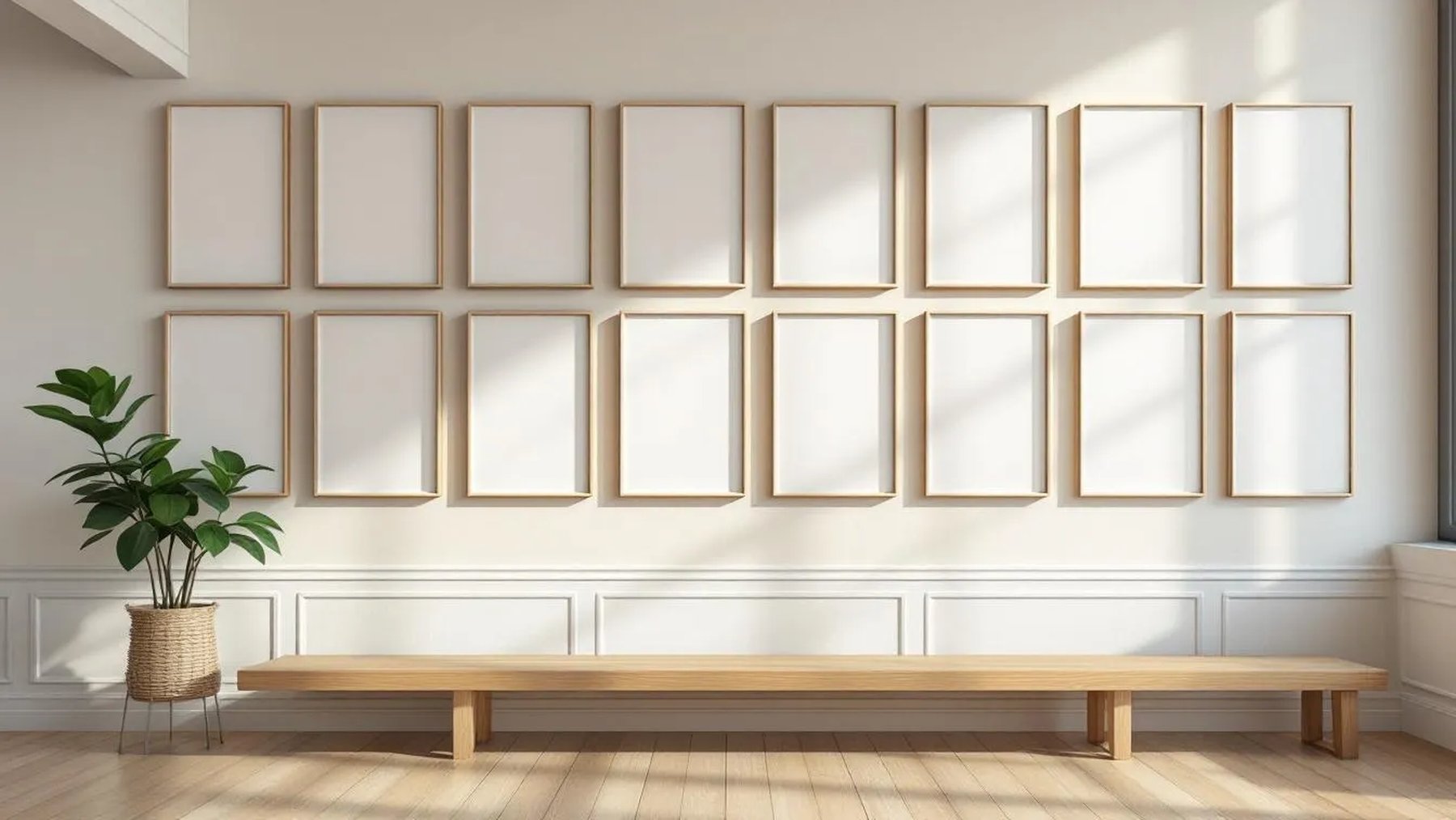 Frame Frame Display Mockup — White Frame Landscape 3:4 — Perspective View — #01544 | MockupBulk