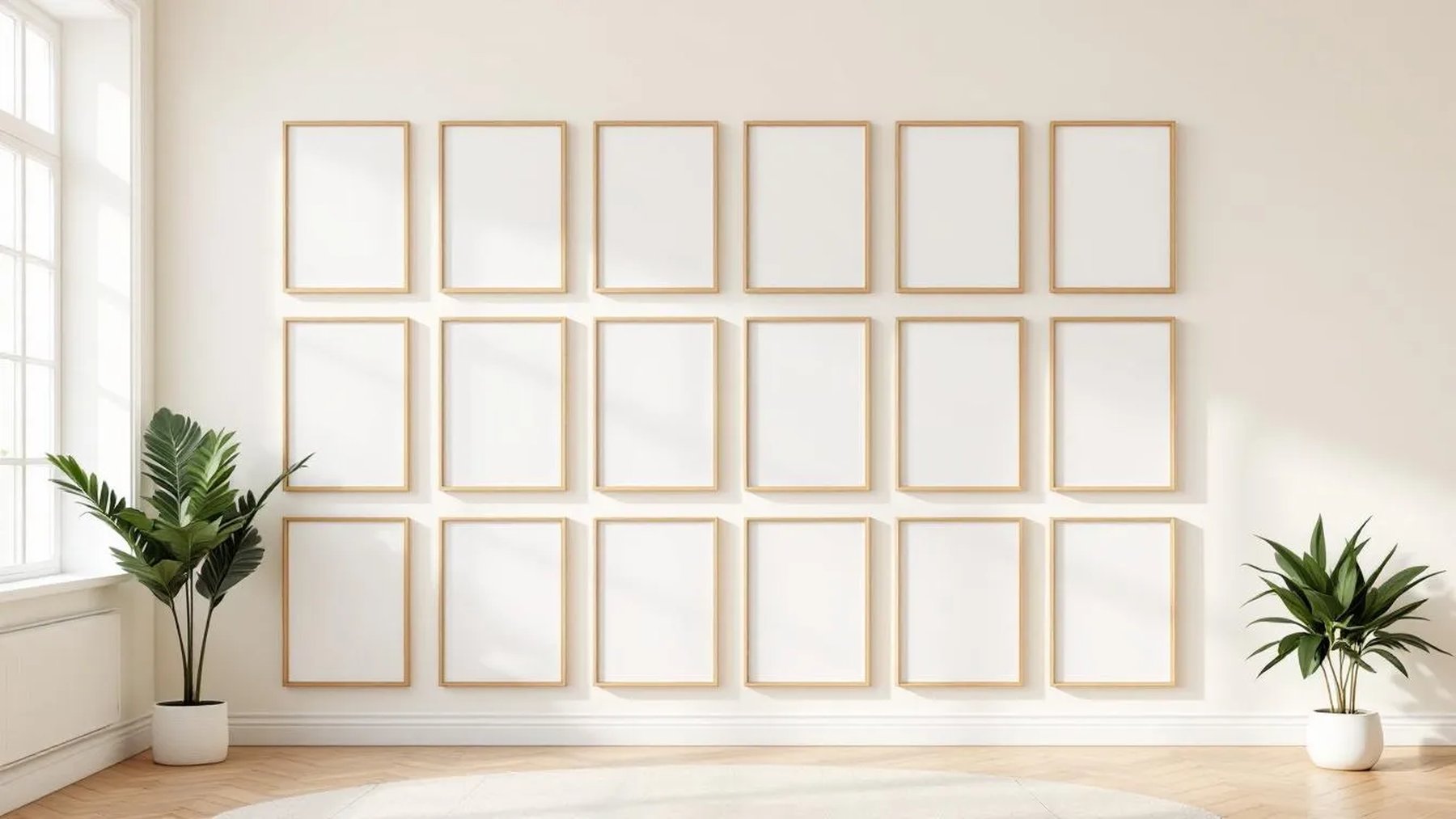 Frame Professional Frame Mockup — Natural Oak Frame Square 1:1 — Perspective View — #01556 | MockupBulk