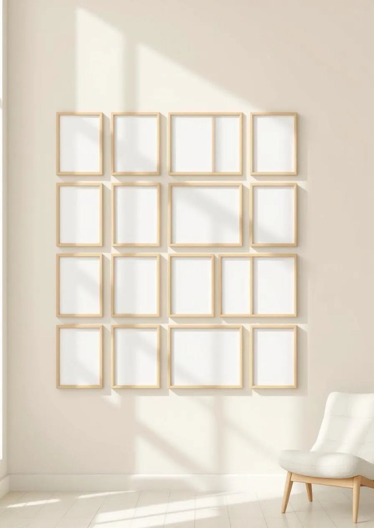 Frame Frame Display Mockup — Natural Oak Frame Portrait 2:3 — Perspective View — #01557 | MockupBulk