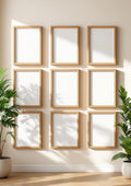 Frame Room Scene Mockup — Natural Oak Frame Portrait 2:3 — Perspective View — #01560 | MockupBulk