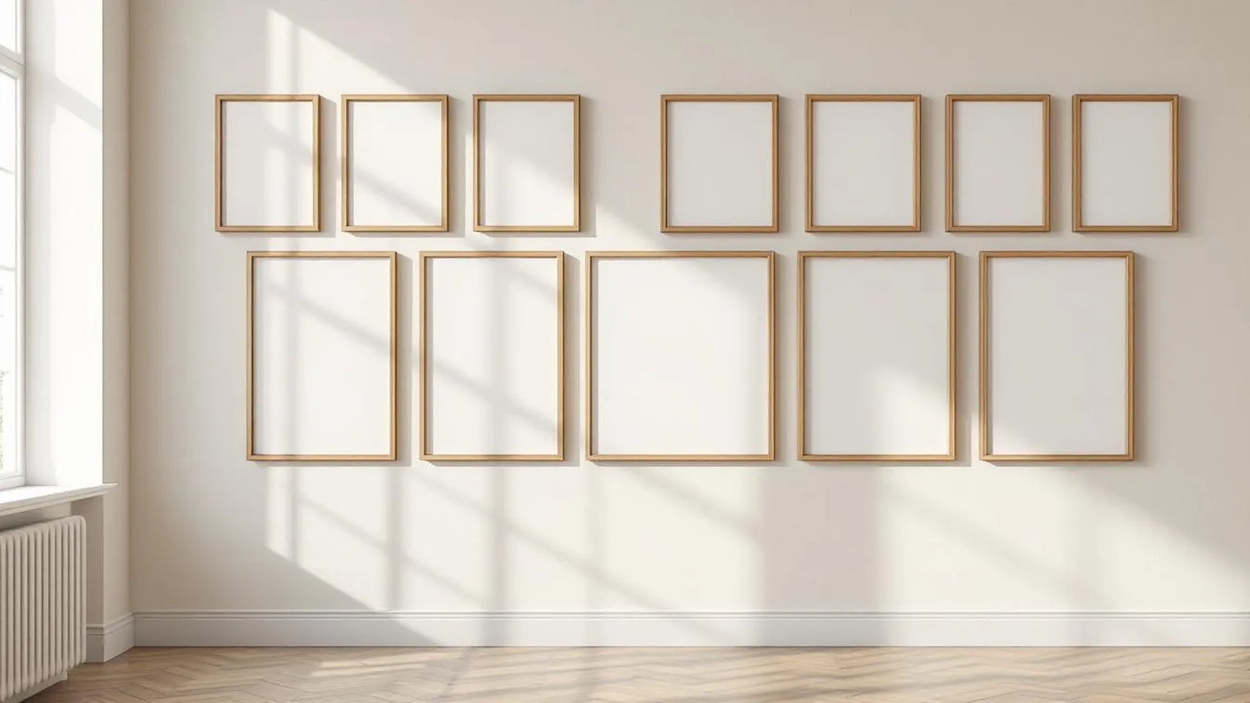 Frame Frame Display Mockup — Natural Oak Frame Square 1:1 — Perspective View — #01562 | MockupBulk