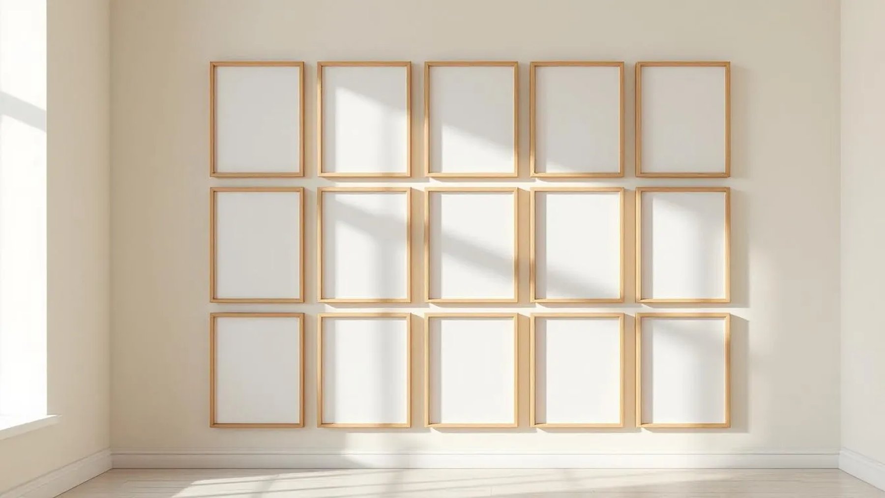 Frame Wall Art Mockup — Natural Oak Frame Portrait 2:3 — Perspective View — #01565 | MockupBulk
