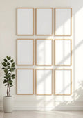 Frame Wall Art Mockup — Natural Oak Frame Portrait 2:3 — Perspective View — #01566 | MockupBulk