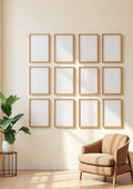 Frame Professional Frame Mockup — Natural Oak Frame Portrait 2:3 — Perspective View — #01569 | MockupBulk