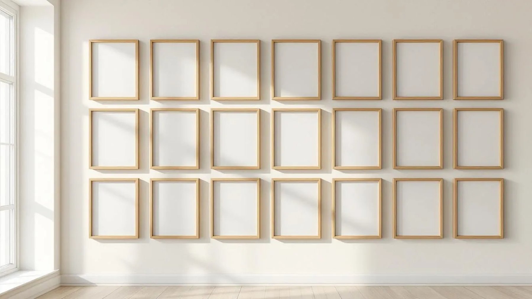 Frame Wall Art Mockup — Natural Oak Frame Square 1:1 — Perspective View — #01571 | MockupBulk