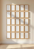 Frame Wall Art Mockup — Natural Oak Frame Portrait 2:3 — Perspective View — #01572 | MockupBulk