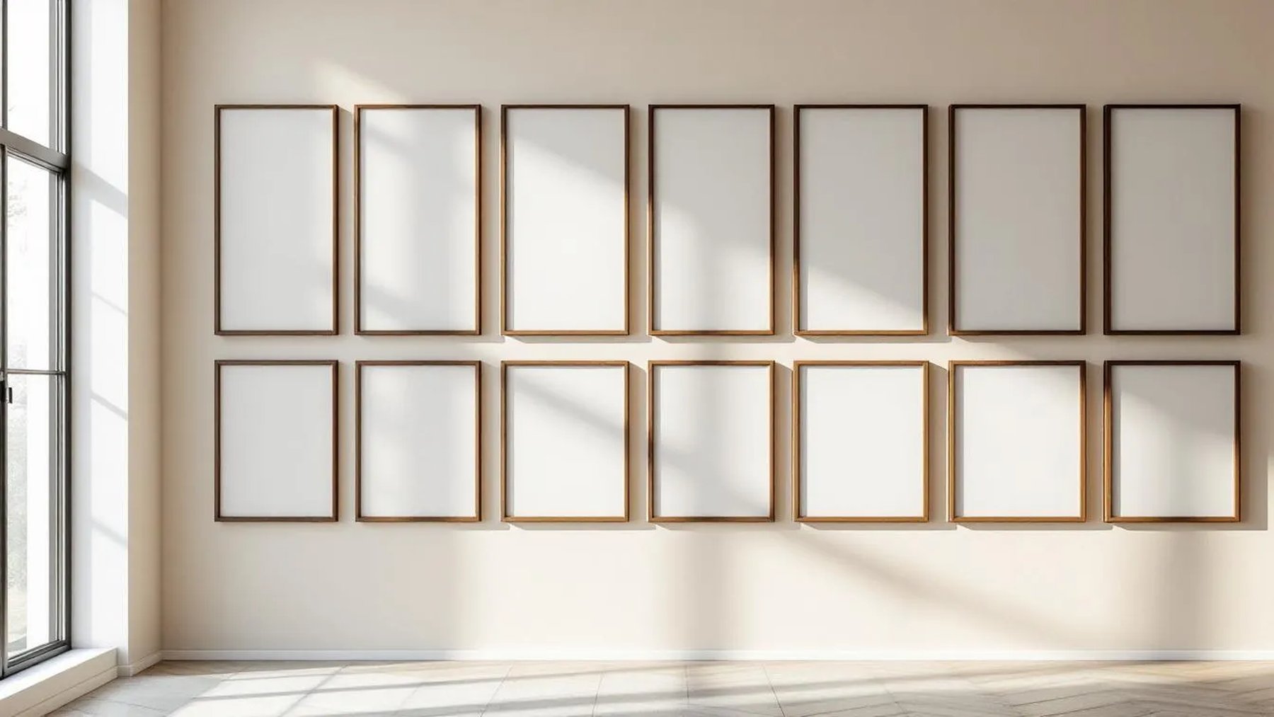 Frame Interior Frame Mockup — Walnut Frame Square 1:1 — Perspective View — #01577 | MockupBulk