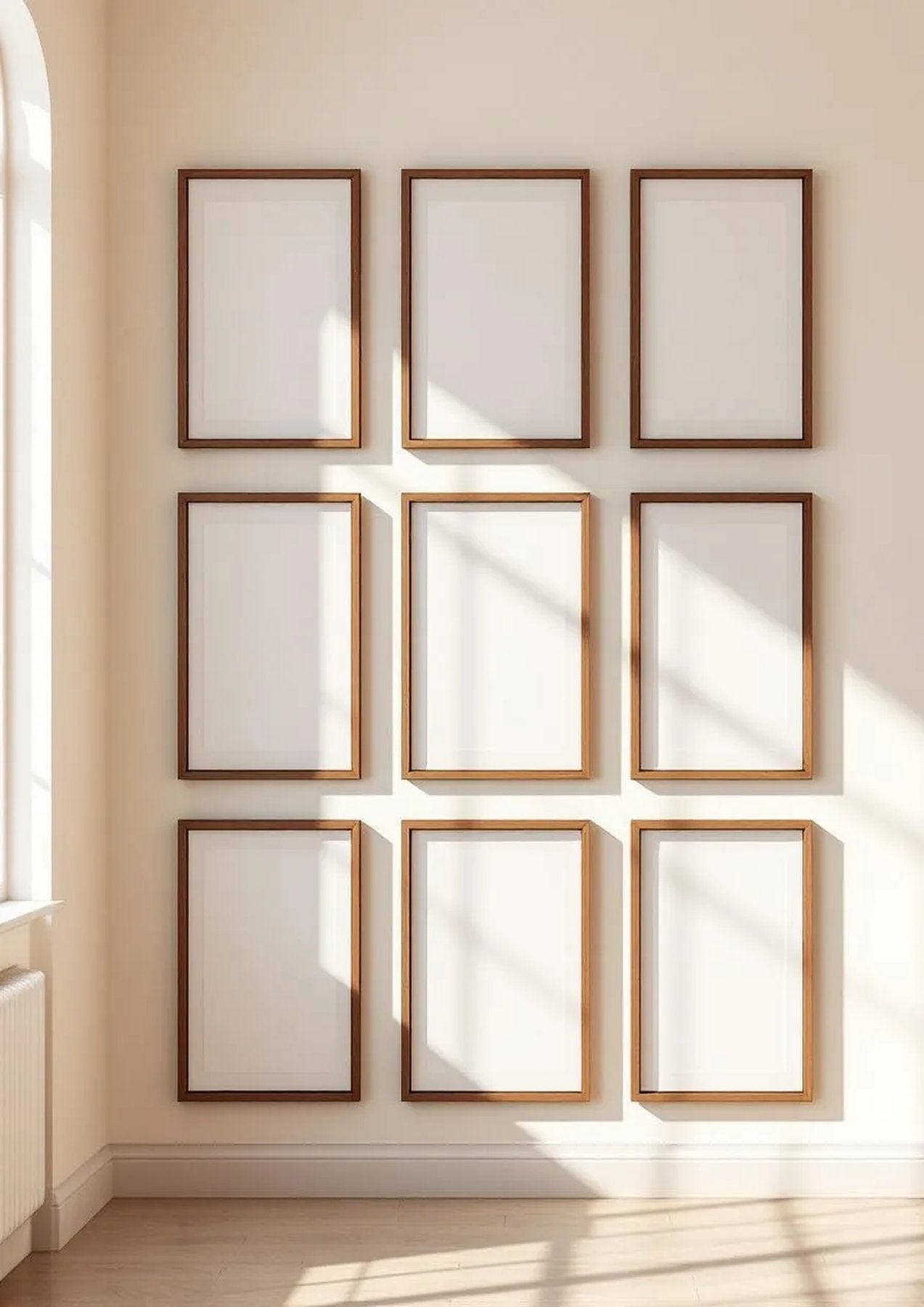 Frame Room Scene Mockup — Walnut Frame Portrait 2:3 — Perspective View — #01578 | MockupBulk