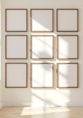 Frame Wall Art Mockup — Walnut Frame Portrait 2:3 — Perspective View — #01584 | MockupBulk
