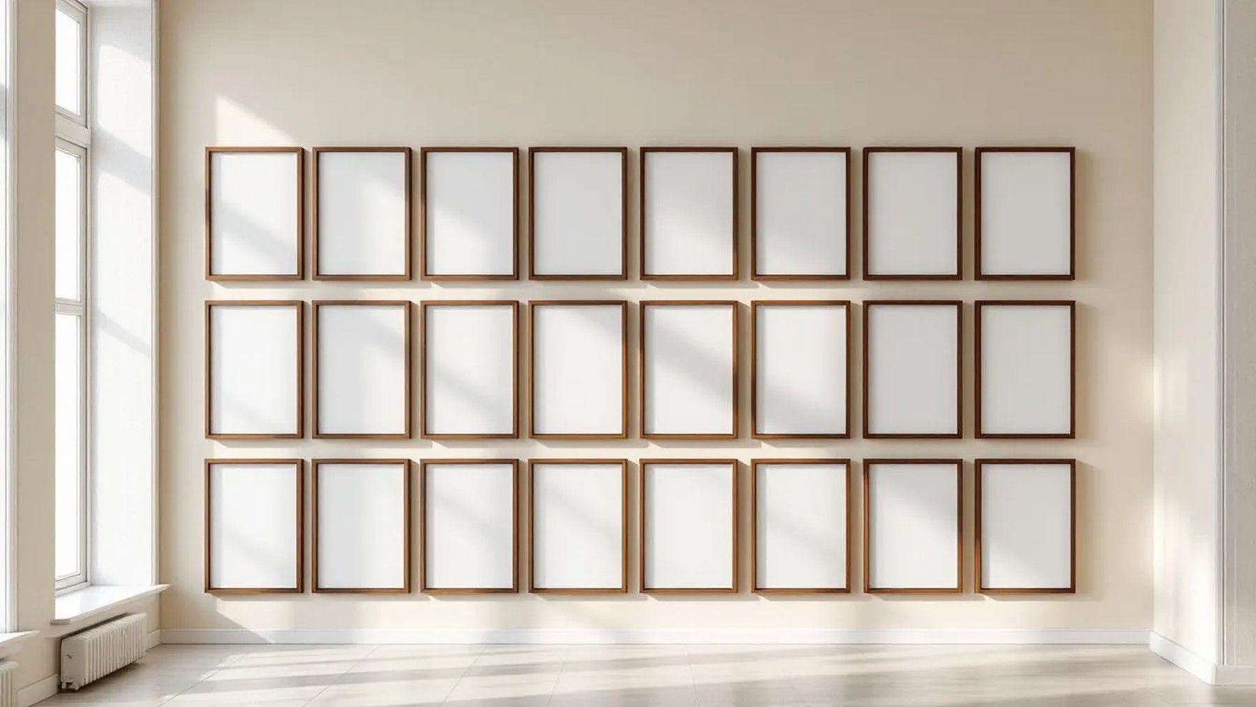 Frame High-Res Frame Mockup — Walnut Frame Portrait 2:3 — Perspective View — #01586 | MockupBulk