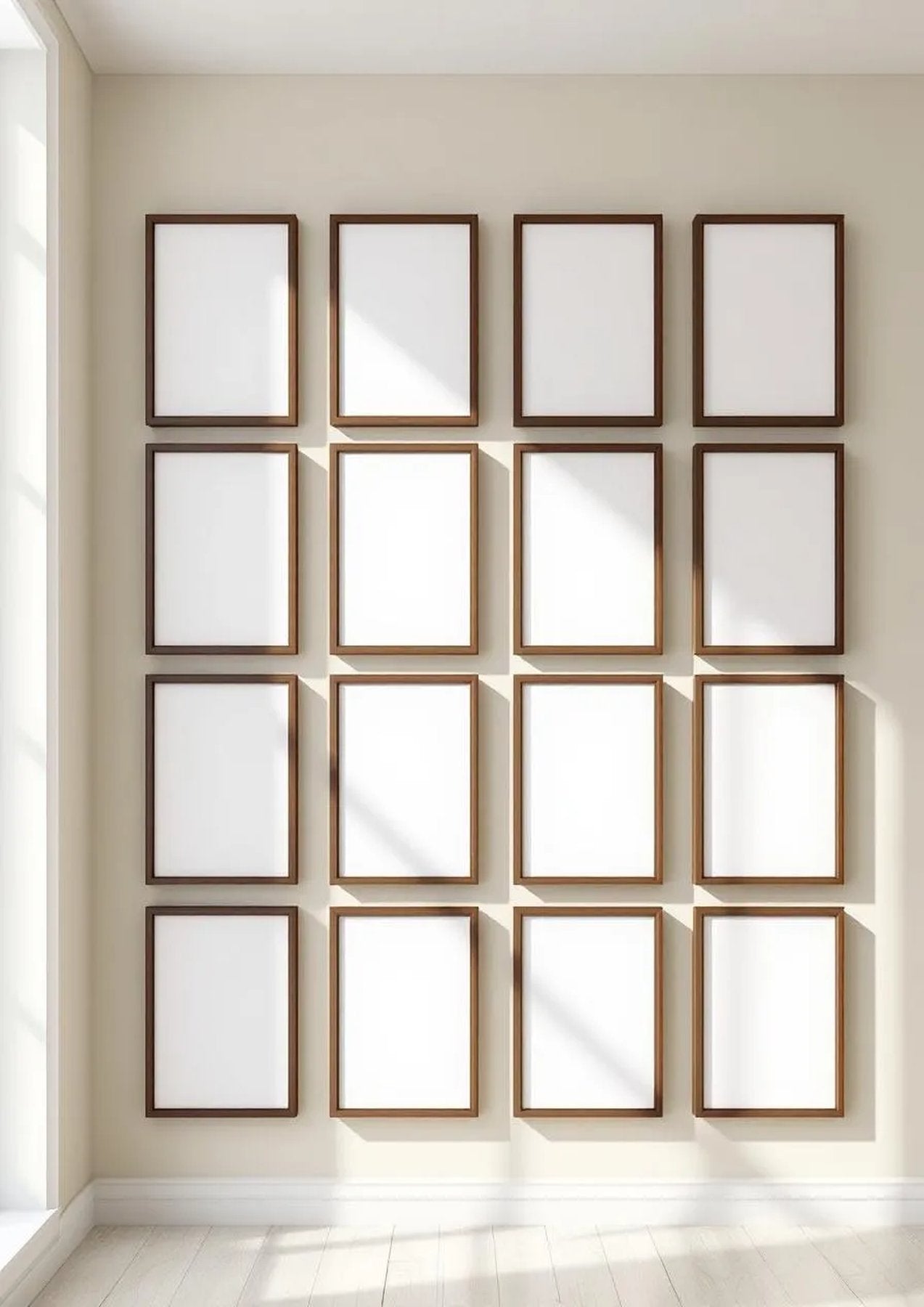 Frame Interior Frame Mockup — Walnut Frame Portrait 2:3 — Perspective View — #01587 | MockupBulk