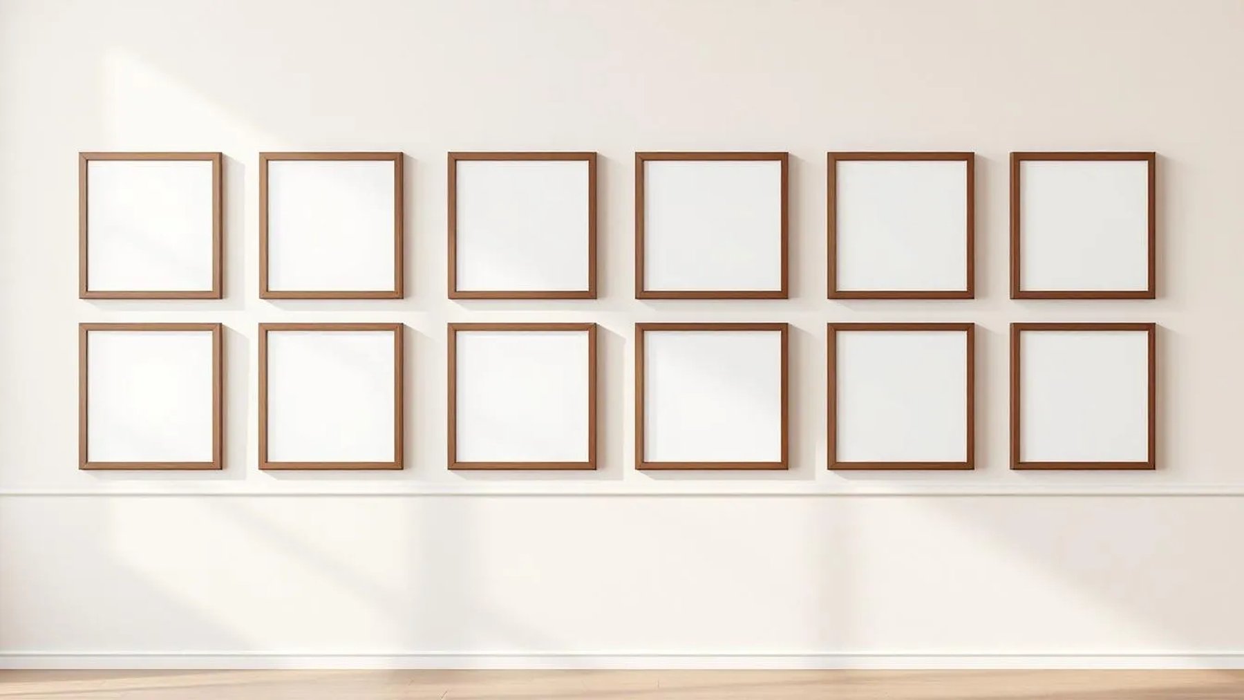 Frame Professional Frame Mockup — Walnut Frame Square 1:1 — Perspective View — #01589 | MockupBulk