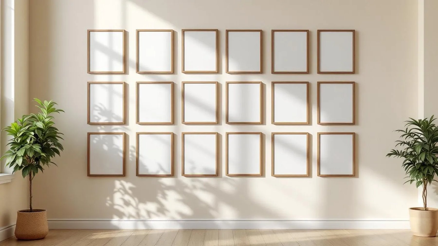 Frame Room Scene Mockup — Walnut Frame Portrait 2:3 — Perspective View — #01592 | MockupBulk
