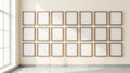 Frame Room Scene Mockup — Walnut Frame Square 1:1 — Perspective View — #01595 | MockupBulk