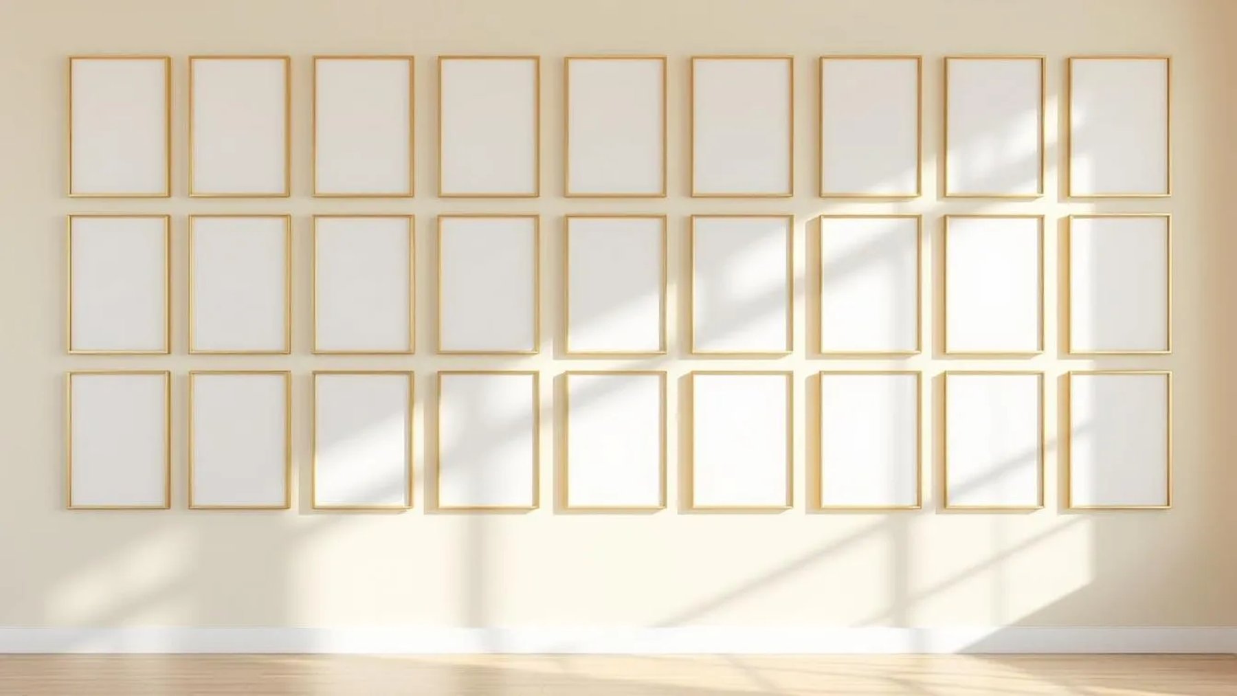 Frame Room Scene Mockup — Gold Frame Square 1:1 — Perspective View — #01598 | MockupBulk