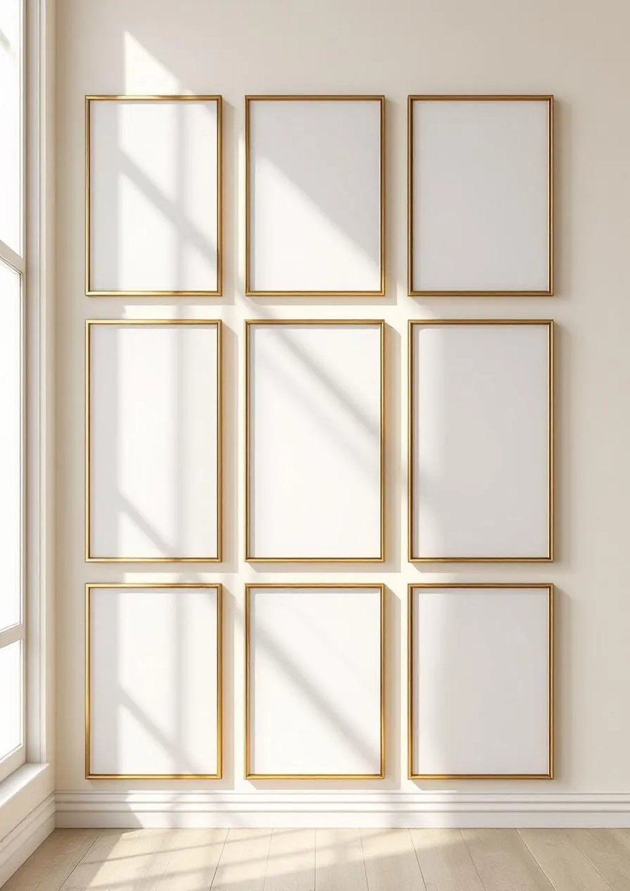 Frame High-Res Frame Mockup — Gold Frame Portrait 2:3 — Perspective View — #01599 | MockupBulk