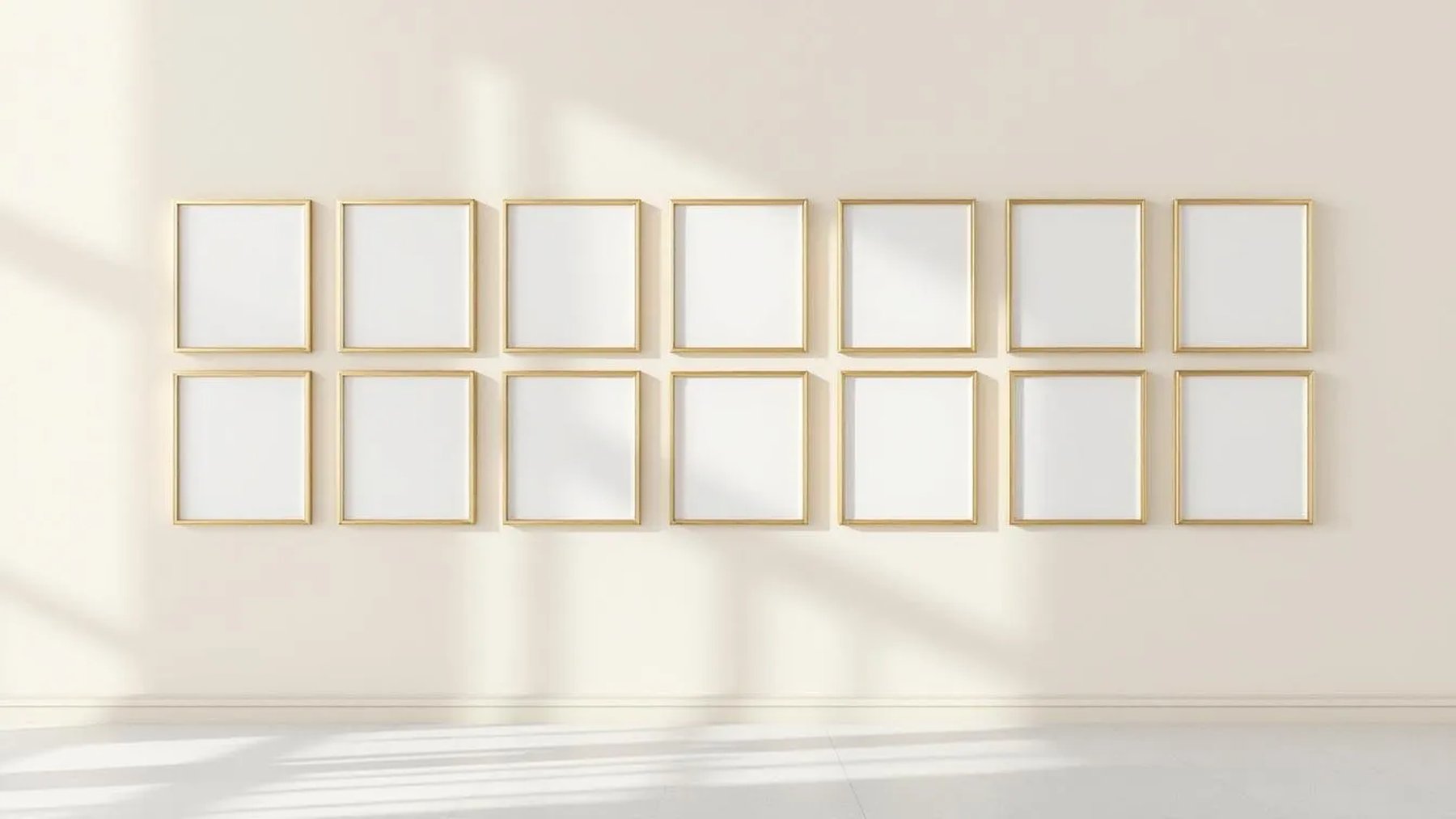 Frame Styled Room Mockup — Gold Frame Square 1:1 — Perspective View — #01601 | MockupBulk