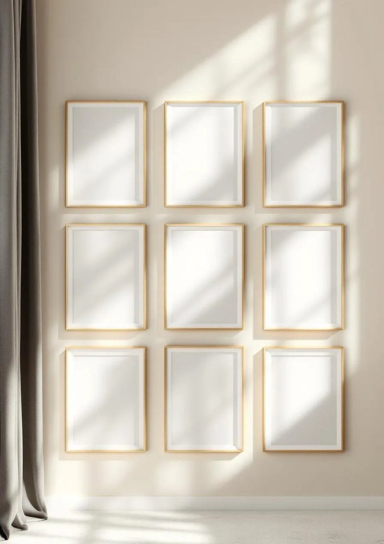 Frame Interior Frame Mockup — Gold Frame Portrait 2:3 — Perspective View — #01602 | MockupBulk