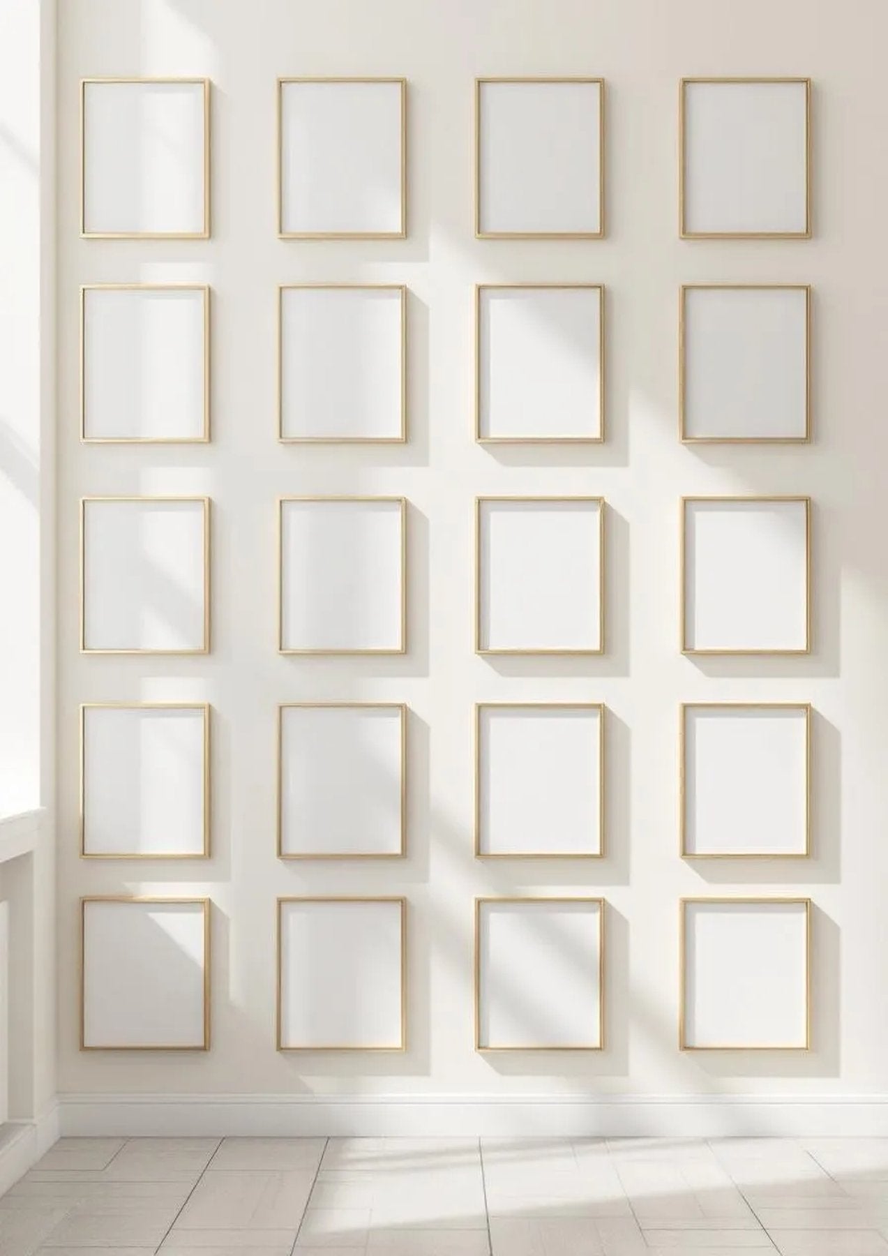 Frame Editorial Room Mockup — Gold Frame Portrait 2:3 — Perspective View — #01608 | MockupBulk