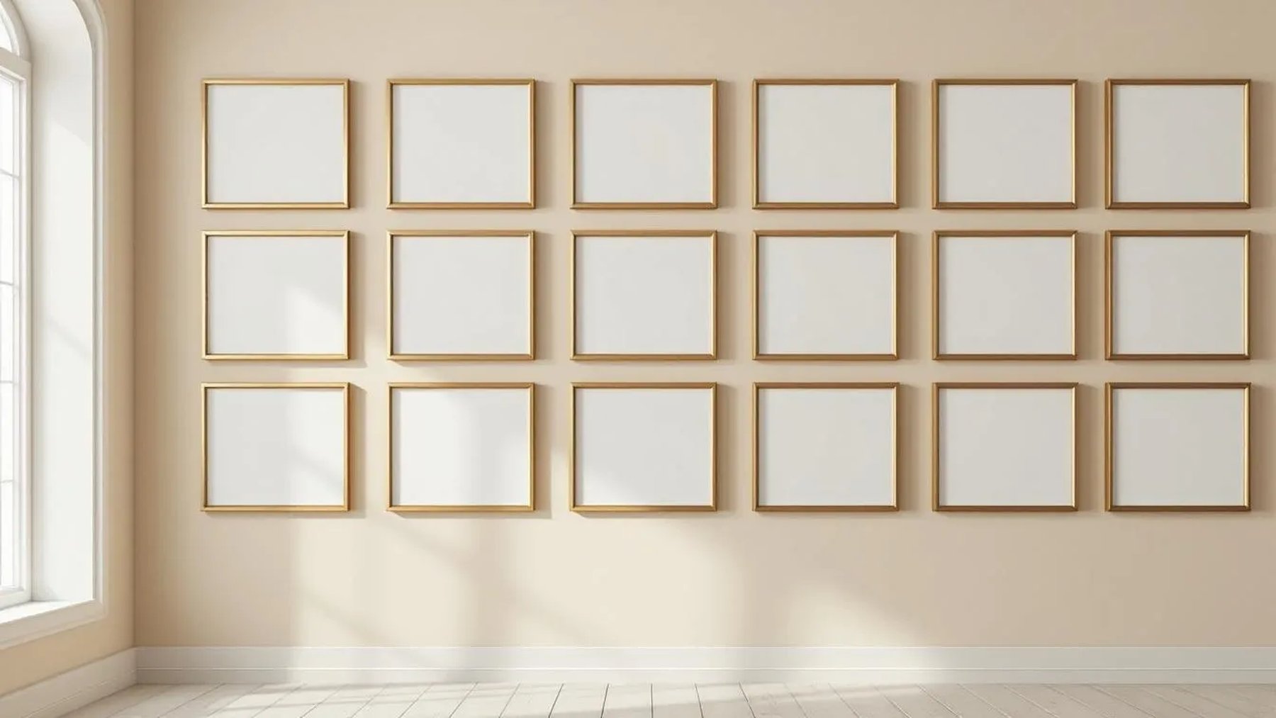 Frame Interior Frame Mockup — Gold Frame Landscape 11x14 — Perspective View — #01610 | MockupBulk