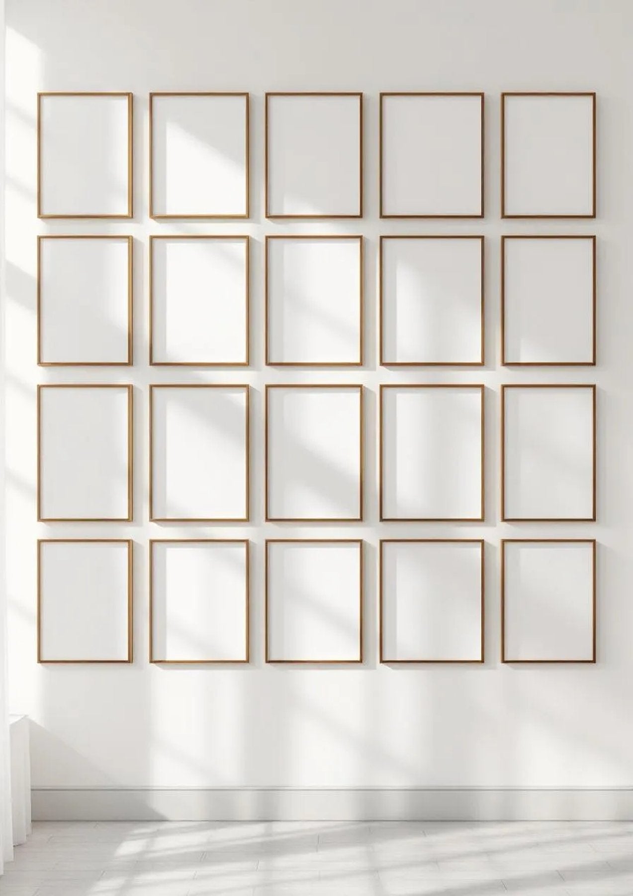 Frame Wall Art Mockup — Gold Frame Portrait 2:3 — Perspective View — #01614 | MockupBulk