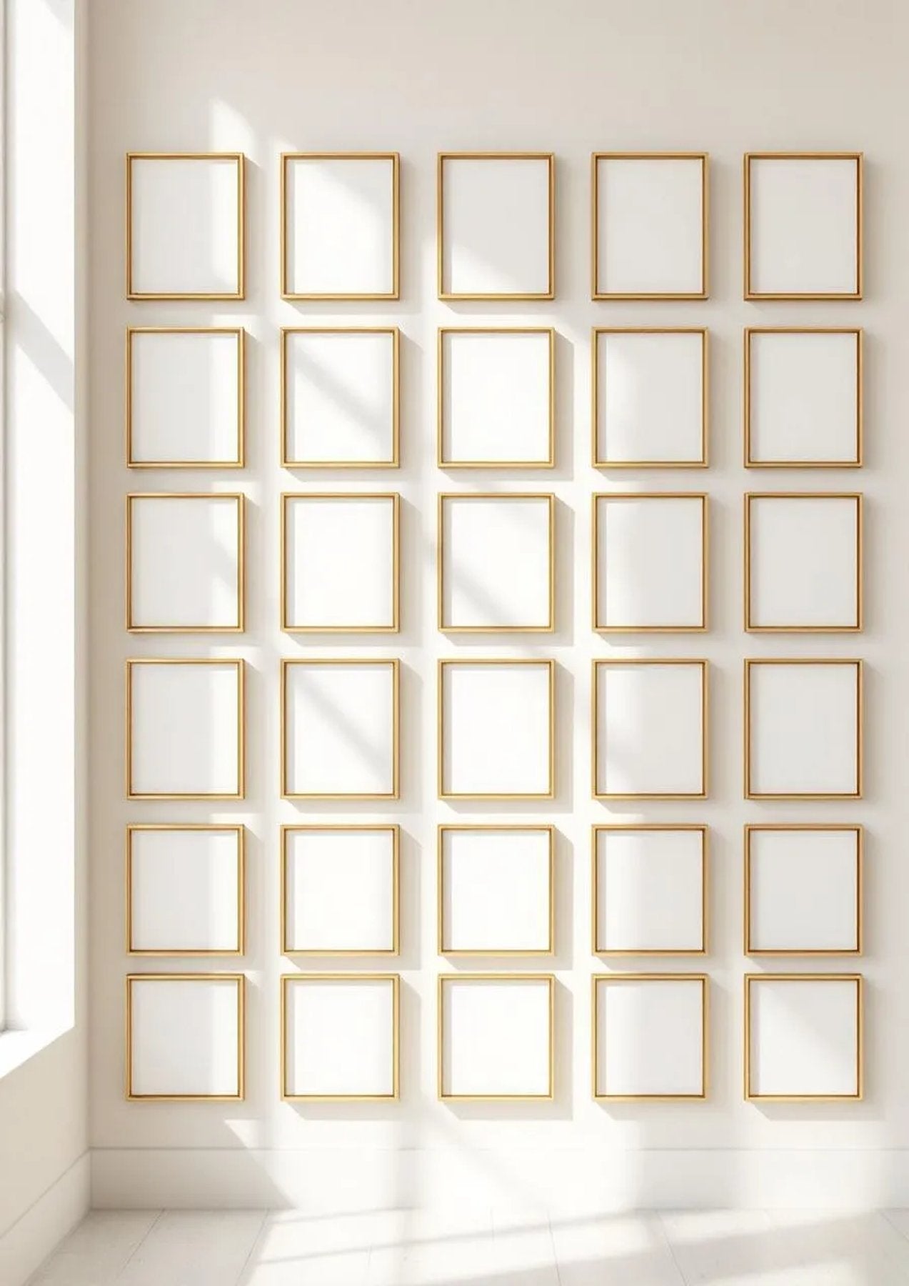 Frame Editorial Room Mockup — Gold Frame Portrait 2:3 — Perspective View — #01617 | MockupBulk