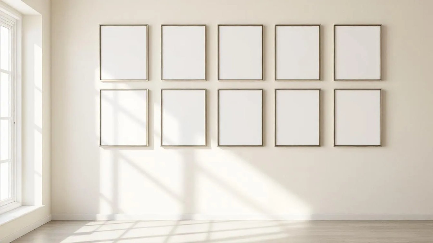 Frame Wall Art Mockup — Silver Frame Square 1:1 — Perspective View — #01631 | MockupBulk