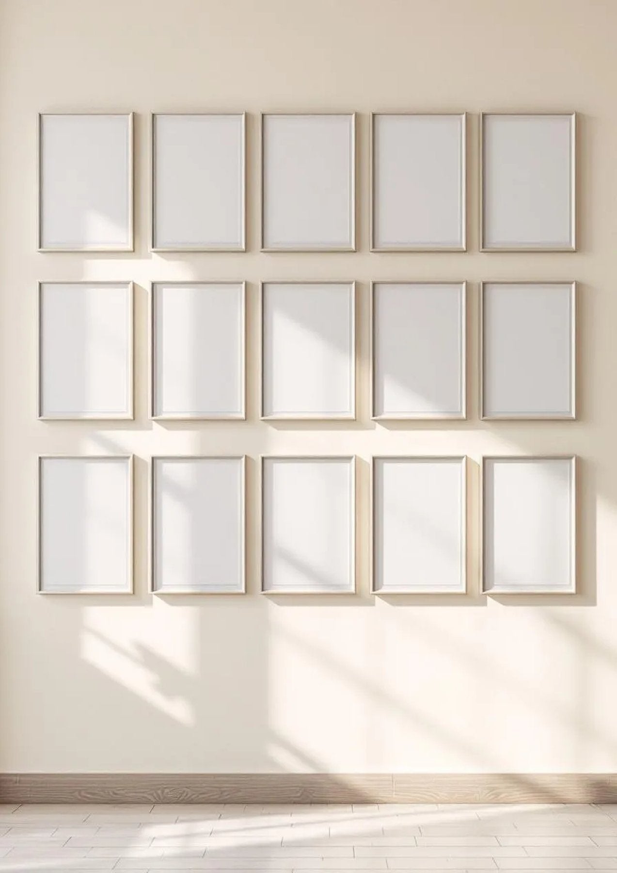 Frame Frame Display Mockup — Silver Frame Portrait 5:7 — Perspective View — #01632 | MockupBulk