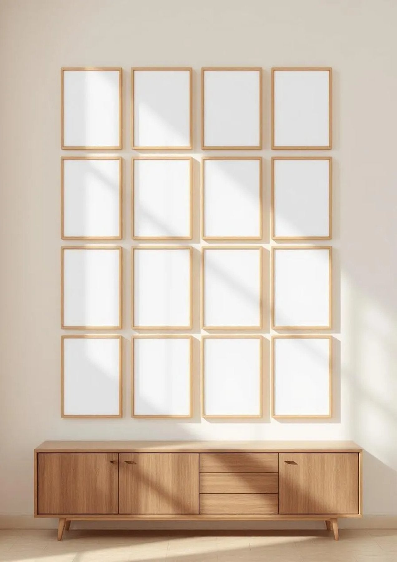 Frame Interior Frame Mockup — Raw Pine Frame Portrait 2:3 — Perspective View — #01641 | MockupBulk