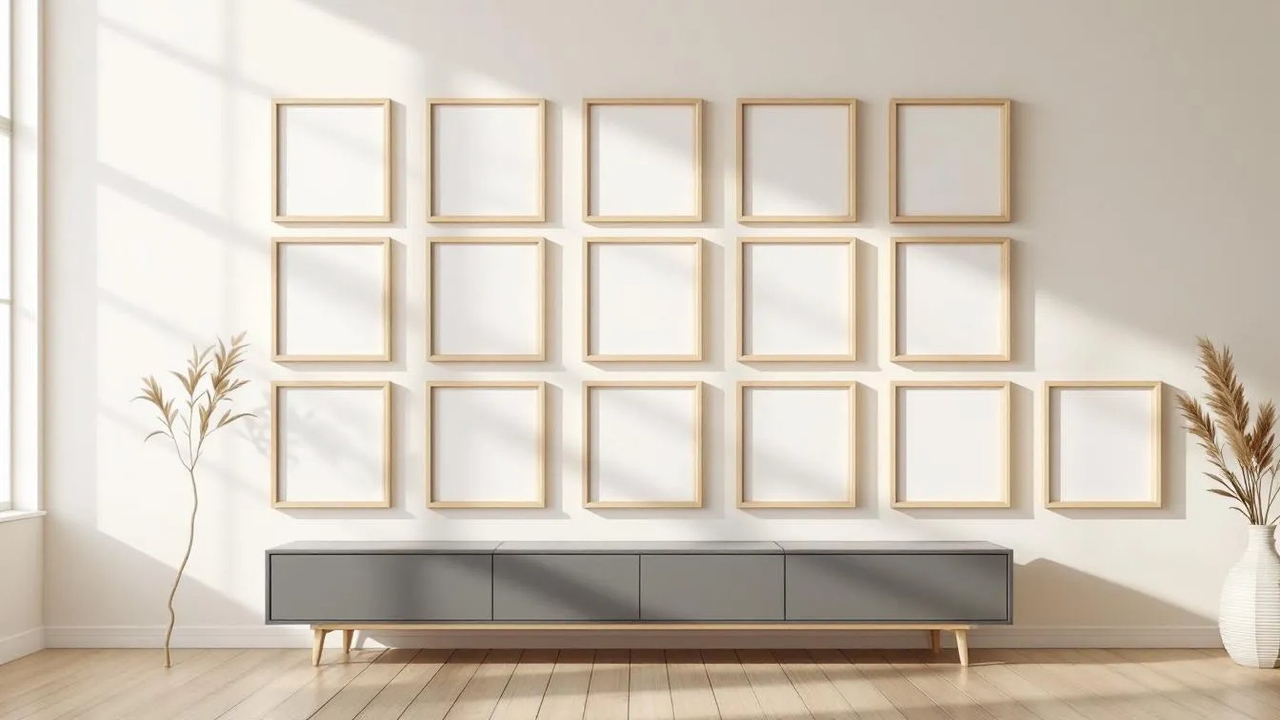 Frame Styled Room Mockup — Raw Pine Frame Portrait 2:3 — Perspective View — #01646 | MockupBulk