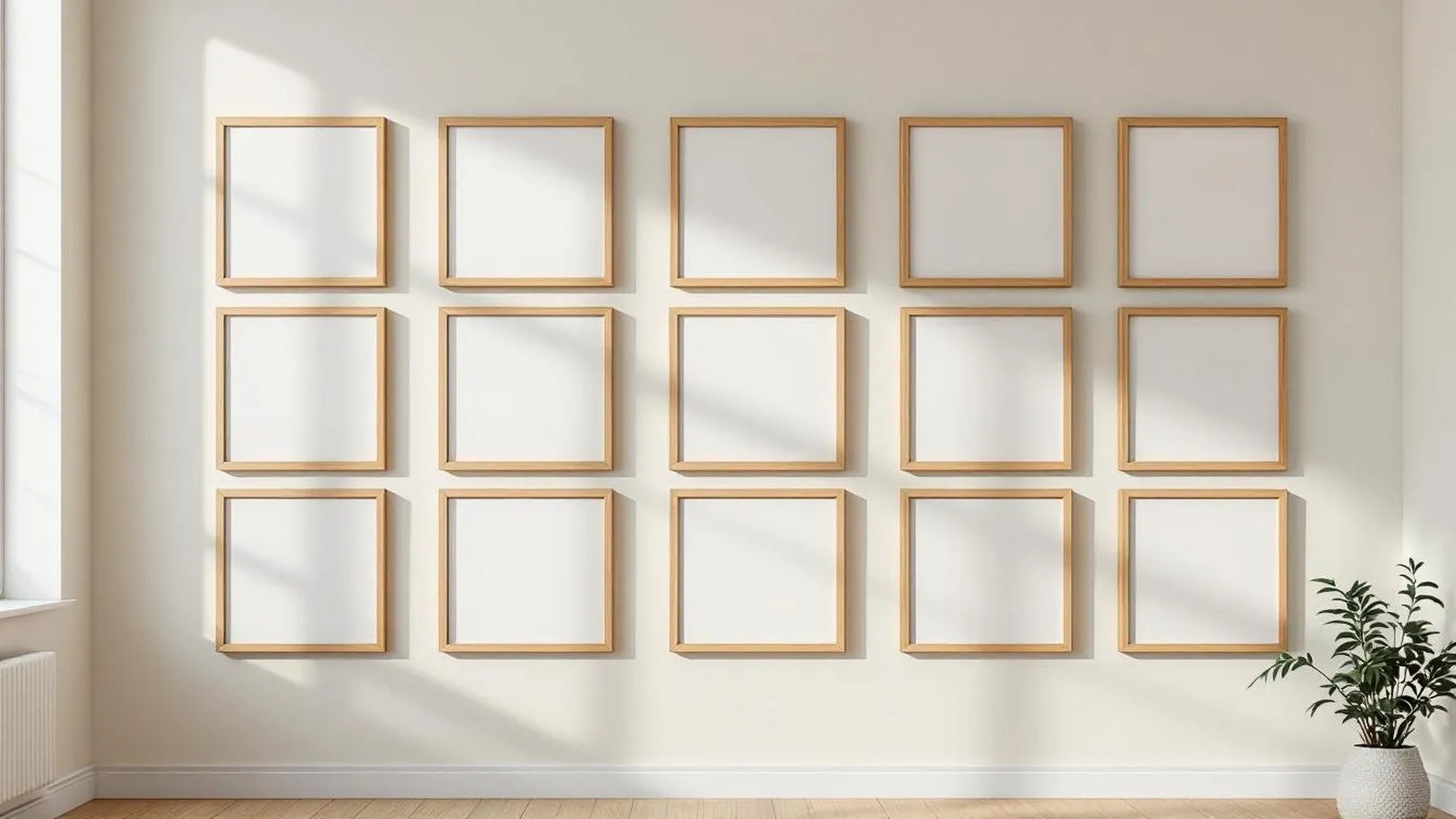 Frame Wall Art Mockup — Raw Pine Frame Portrait 2:3 — Perspective View — #01649 | MockupBulk
