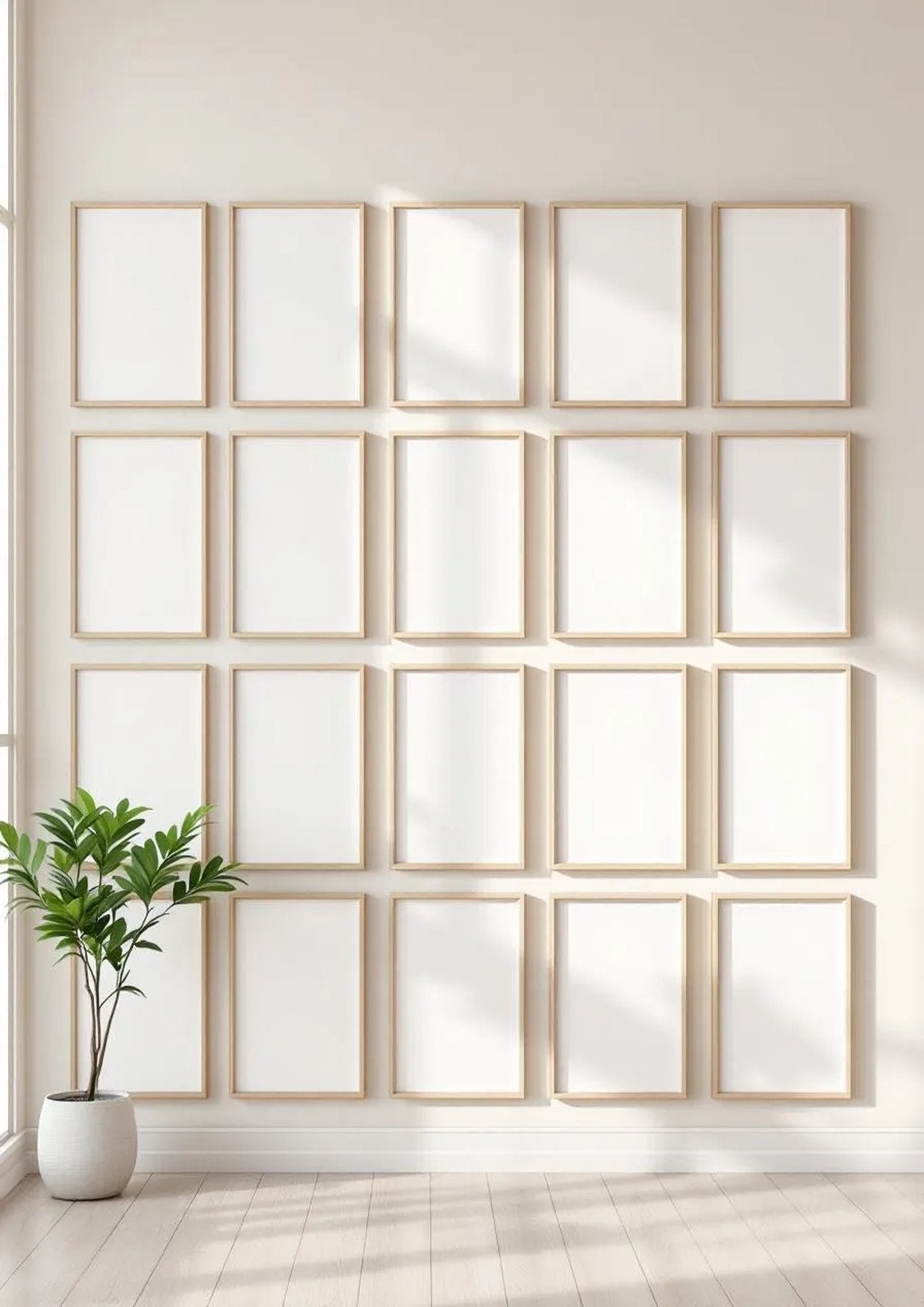 Frame Editorial Room Mockup — Raw Pine Frame Portrait 2:3 — Perspective View — #01653 | MockupBulk