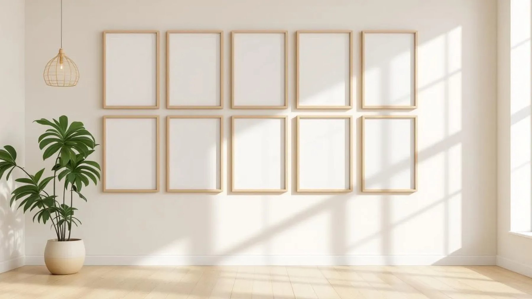 Frame Interior Frame Mockup — Raw Pine Frame Square 1:1 — Perspective View — #01655 | MockupBulk