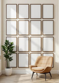 Frame Premium Interior Mockup — Espresso Frame Portrait 2:3 — Perspective View — #01671 | MockupBulk