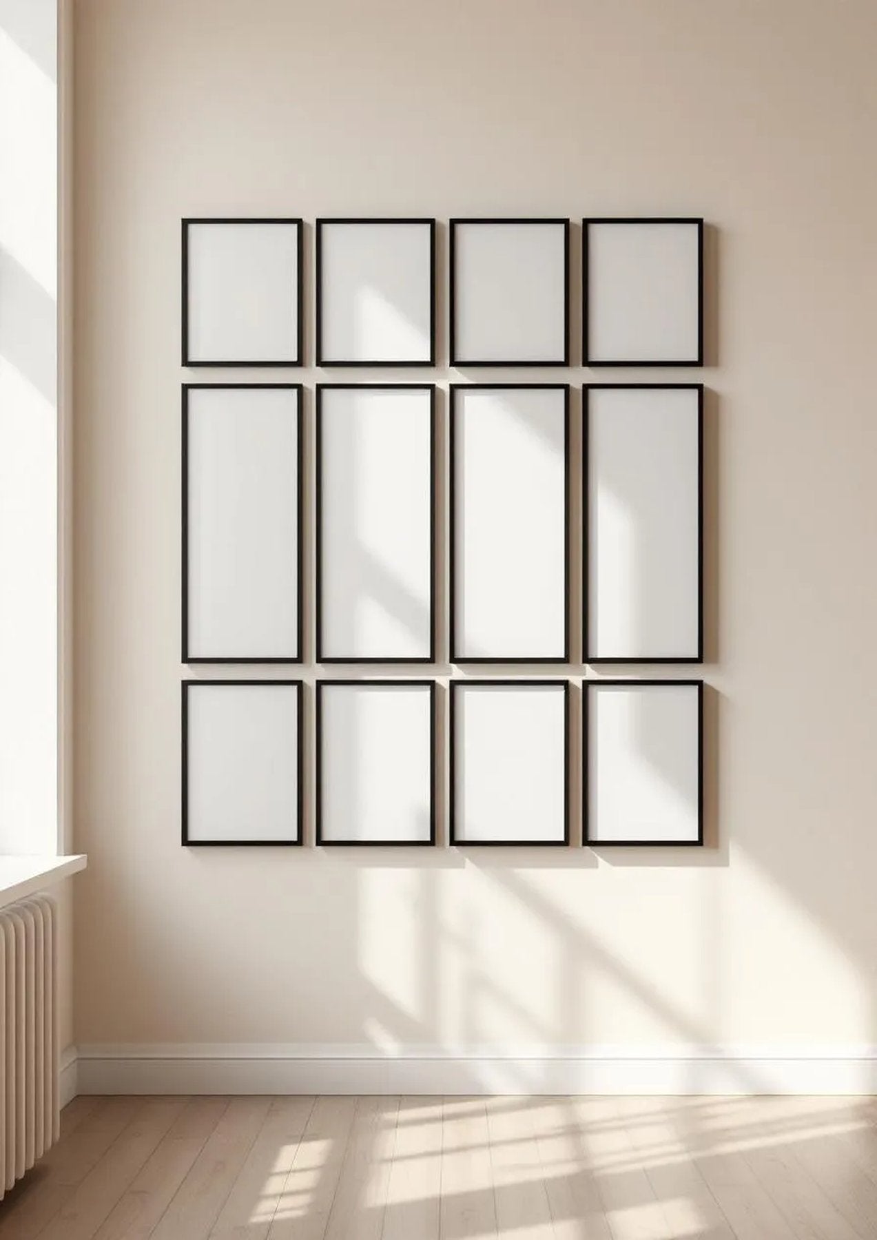 Frame Editorial Room Mockup — Matte Black Frame Portrait 2:3 — Perspective View — #01686 | MockupBulk