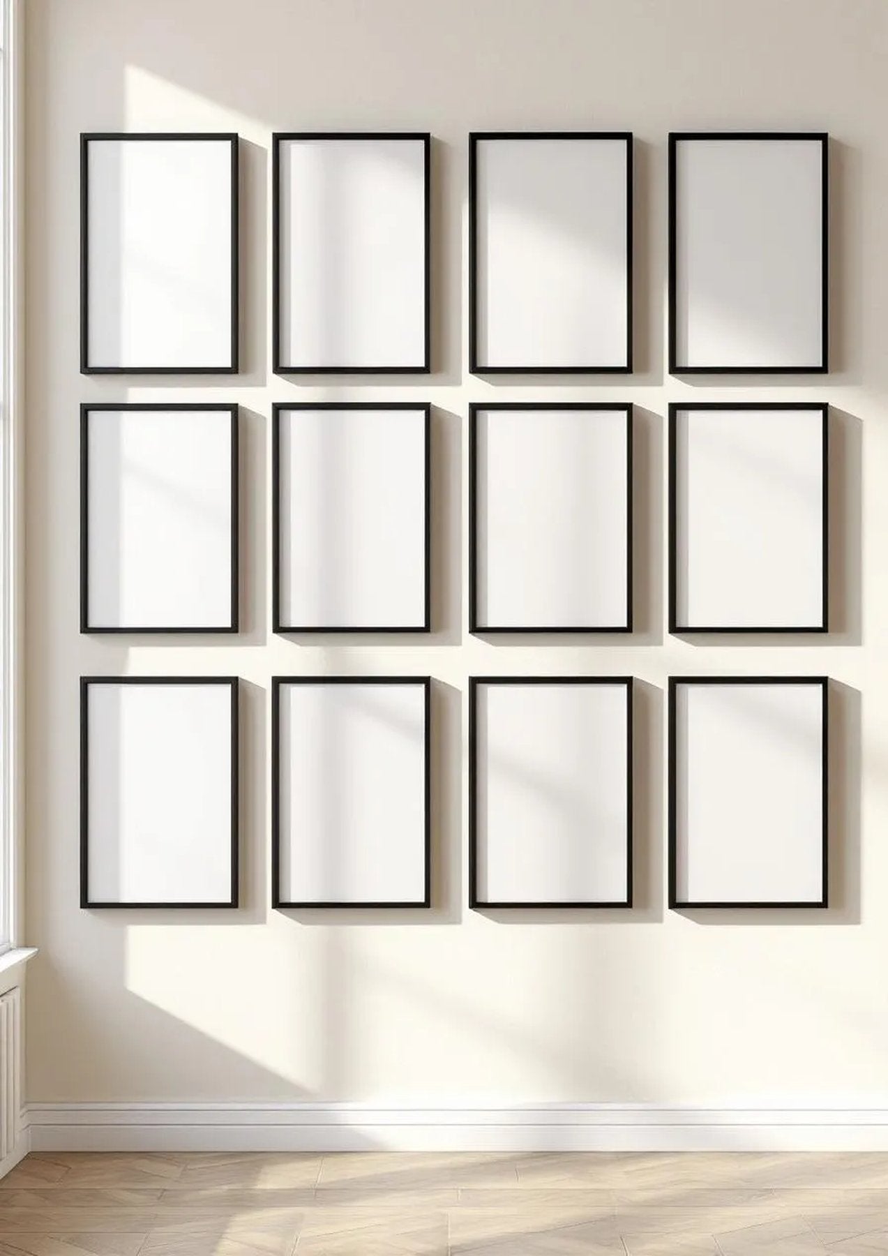 Frame Interior Frame Mockup — Matte Black Frame Portrait 2:3 — Perspective View — #01689 | MockupBulk