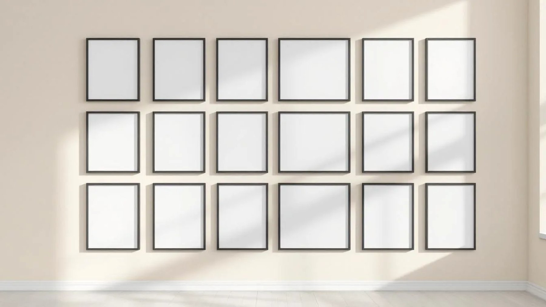 Frame Interior Frame Mockup — Matte Black Frame Square 1:1 — Perspective View — #01691 | MockupBulk