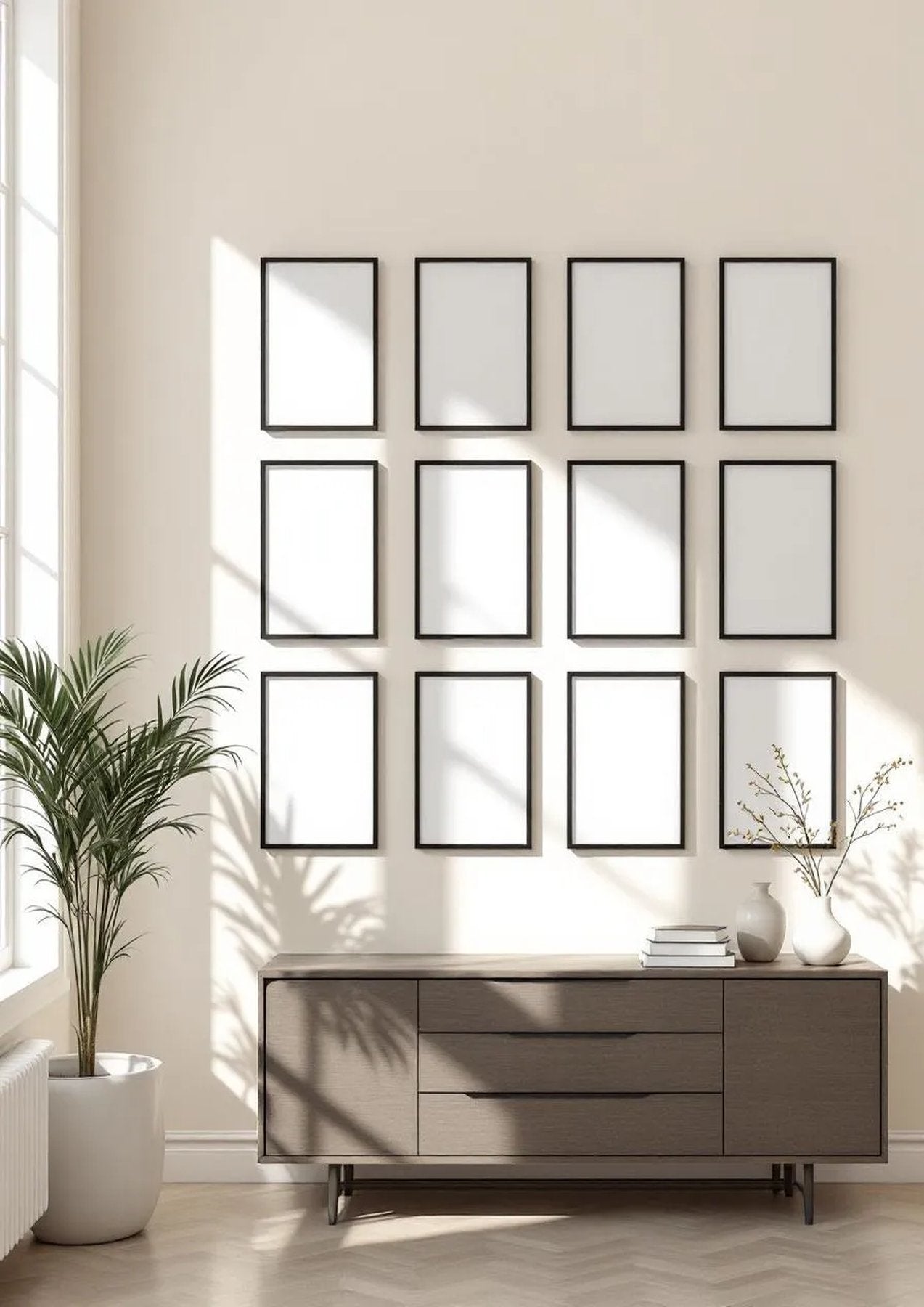 Frame Premium Interior Mockup — Matte Black Frame Portrait 2:3 — Perspective View — #01692 | MockupBulk