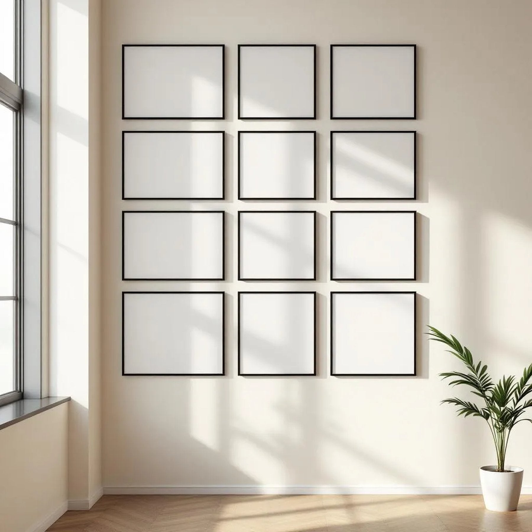 Frame Premium Interior Mockup — Plain Square Frame Portrait 2:3 — Perspective View — #01699 | MockupBulk